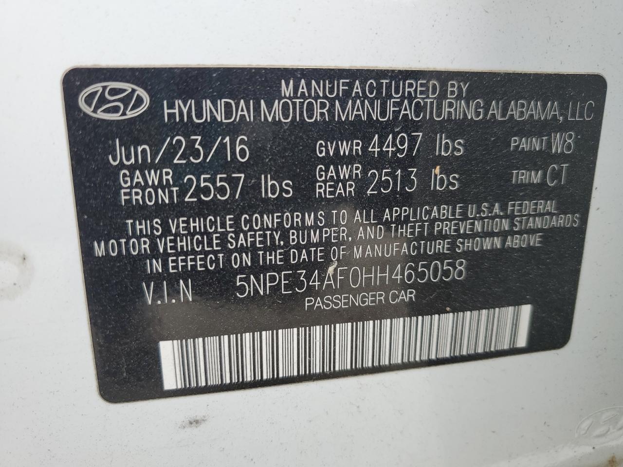 2017 HYUNDAI SONATA