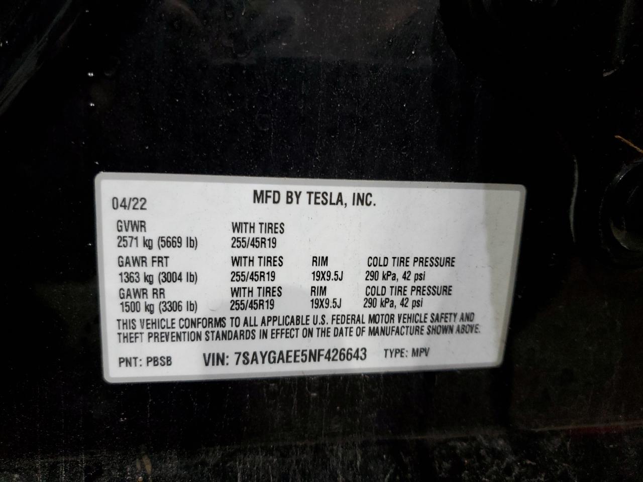 2022 TESLA MODEL Y