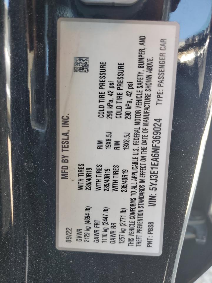 2022 TESLA MODEL 3