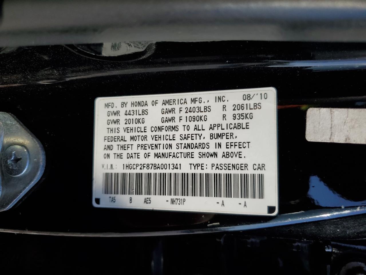 2011 HONDA ACCORD