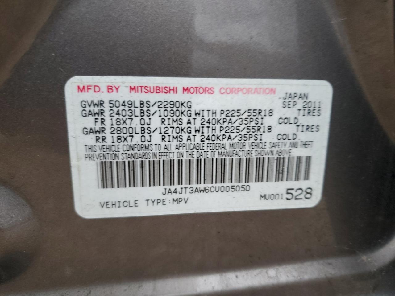 2012 MITSUBISHI outlander
