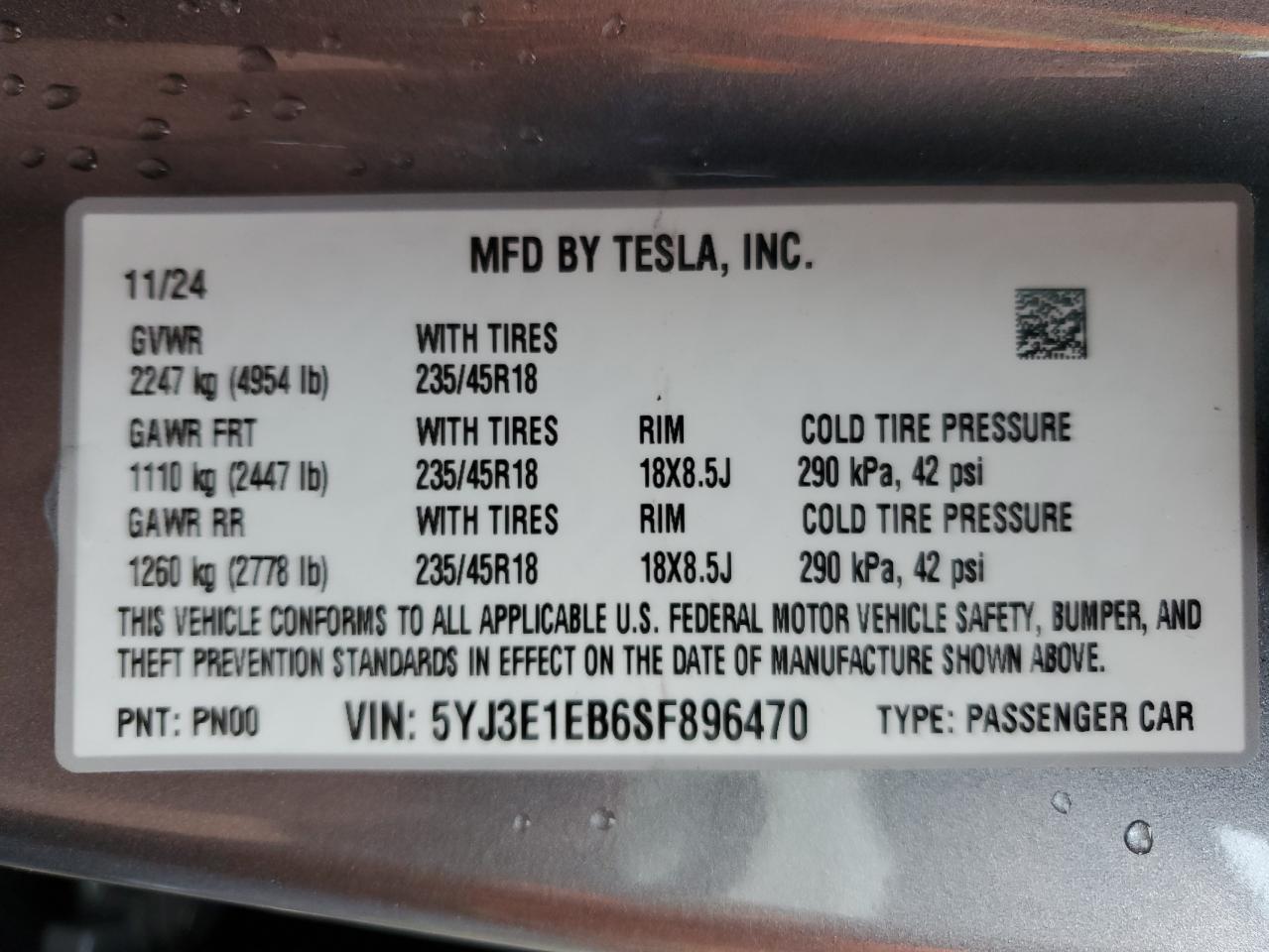 2025 TESLA MODEL 3