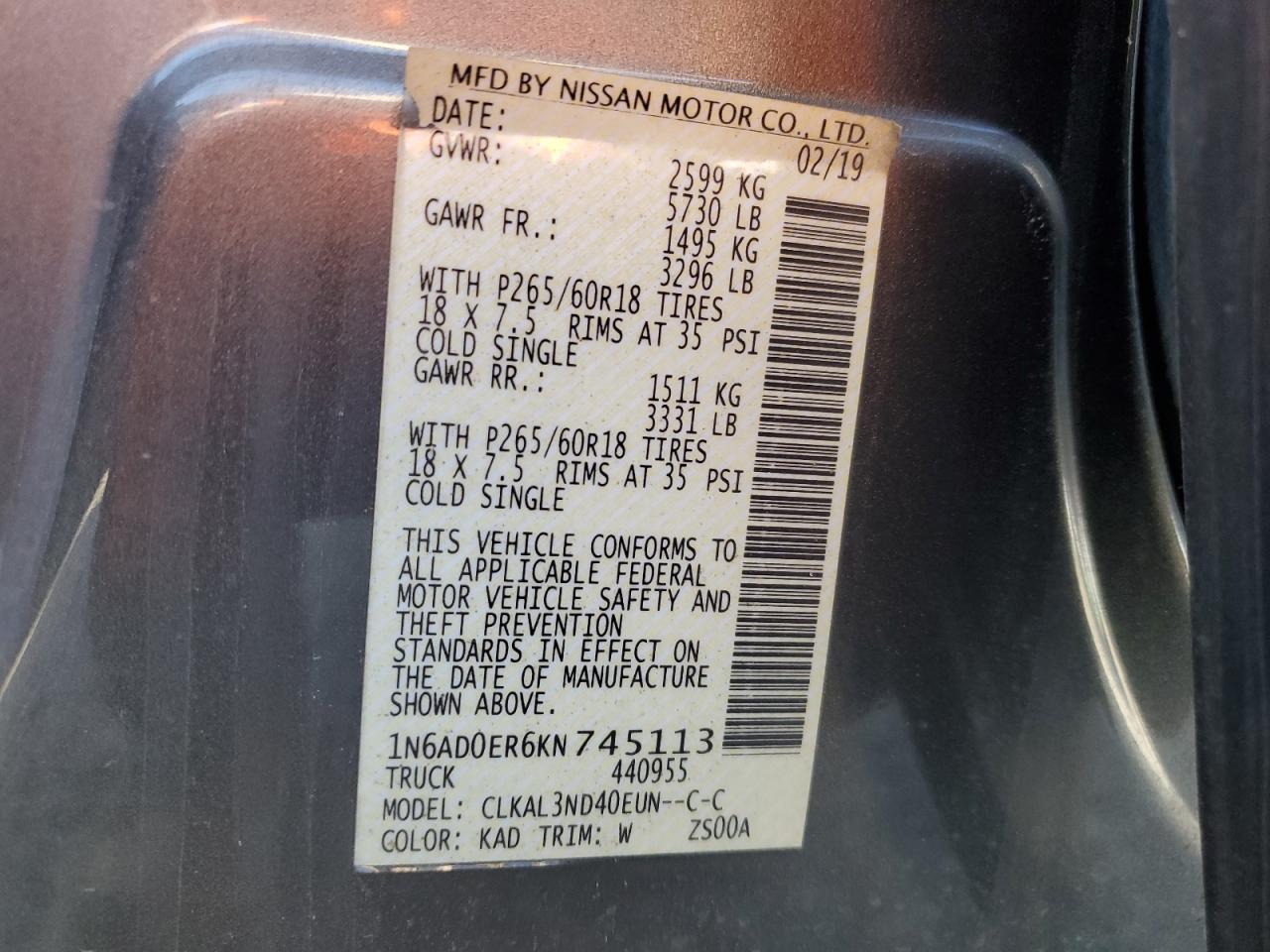 2019 NISSAN Frontier