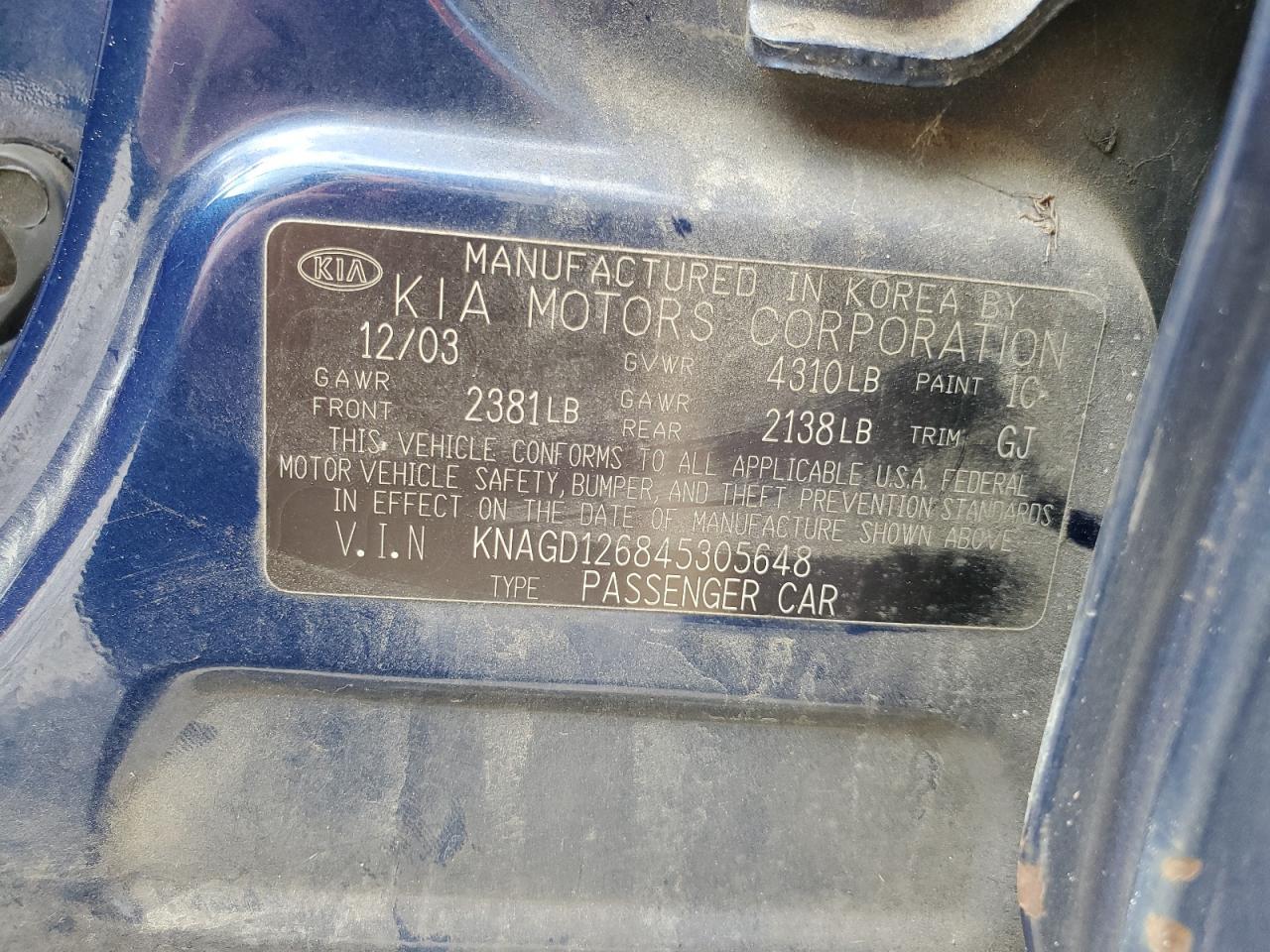 2004 KIA OPTIMA