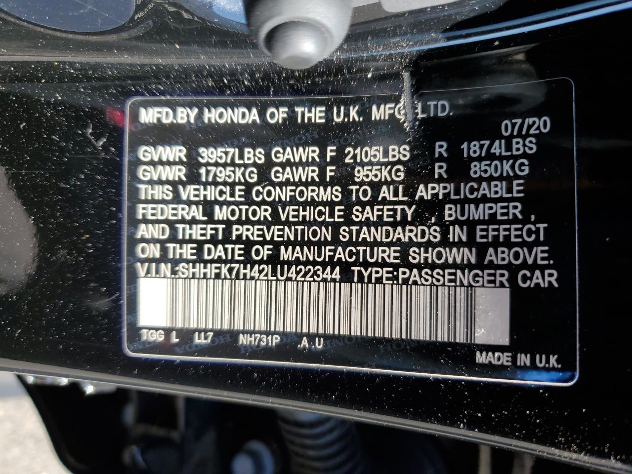 2020 HONDA CIVIC