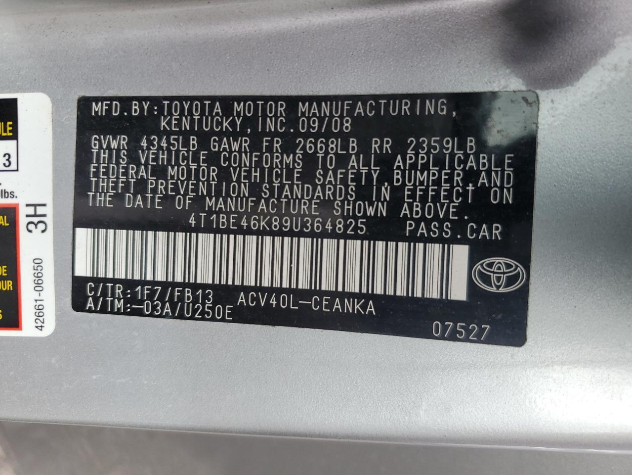 2009 TOYOTA CAMRY