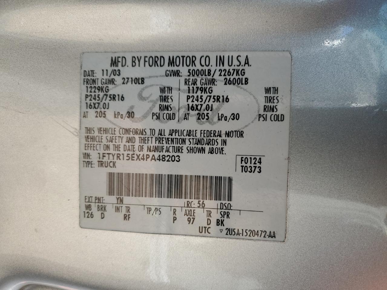 2004 FORD RANGER