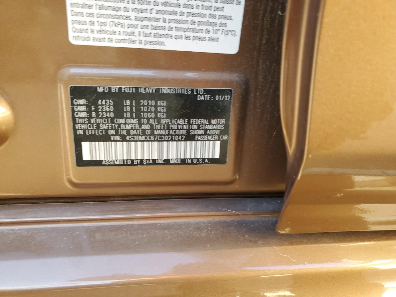 2012 SUBARU Legacy