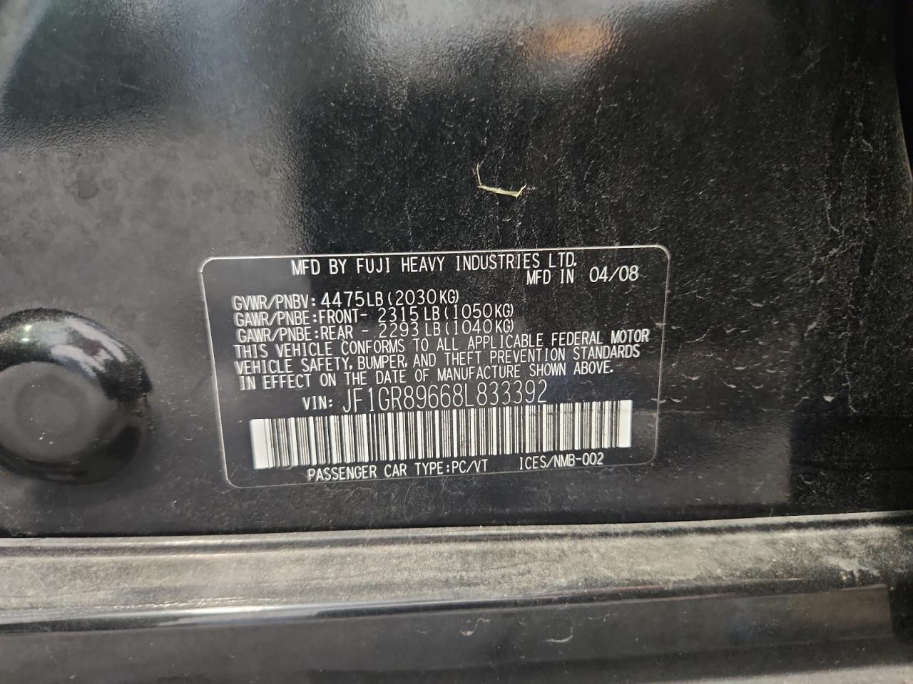 2008 SUBARU IMPREZA
