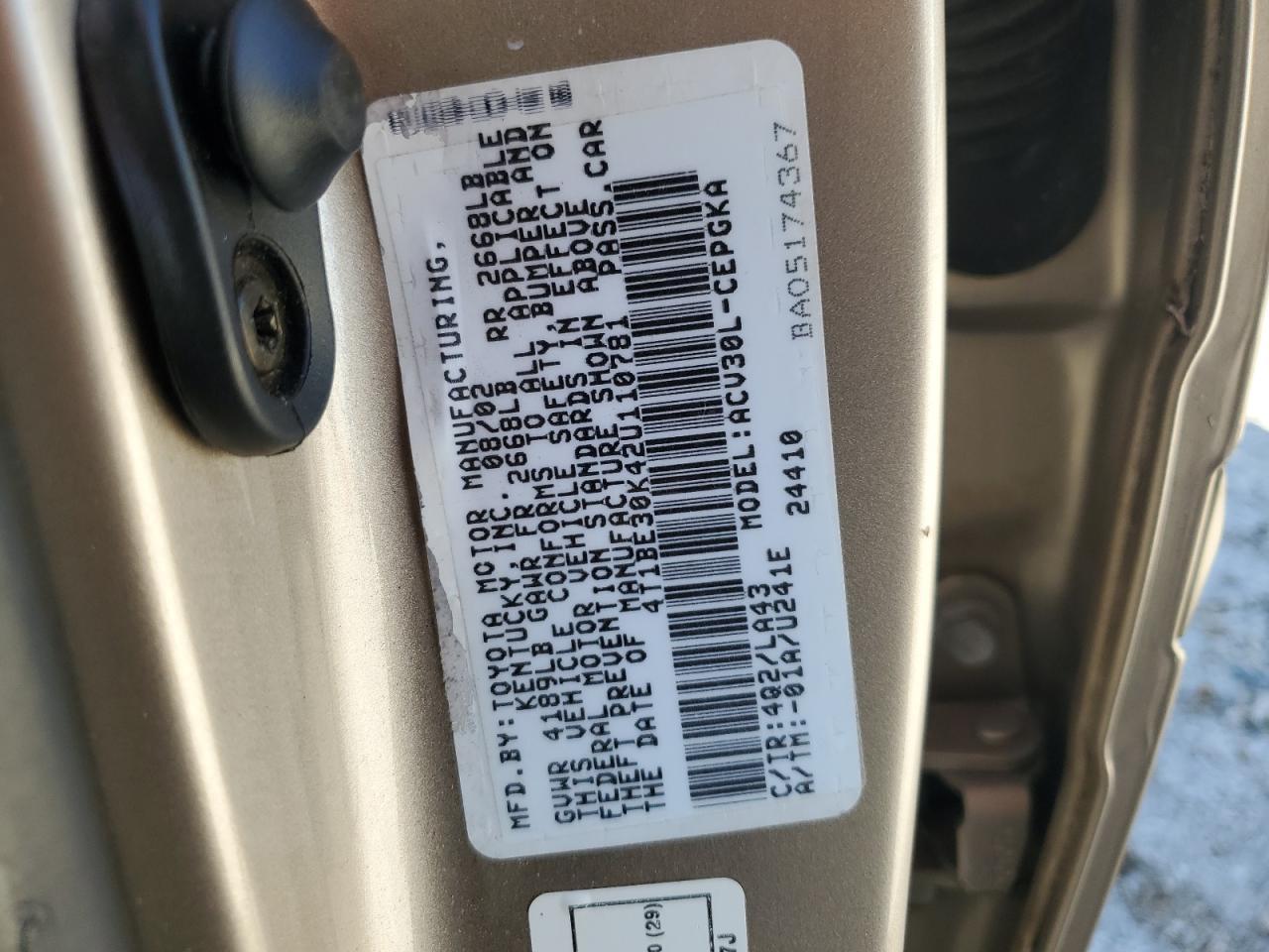 2002 TOYOTA CAMRY