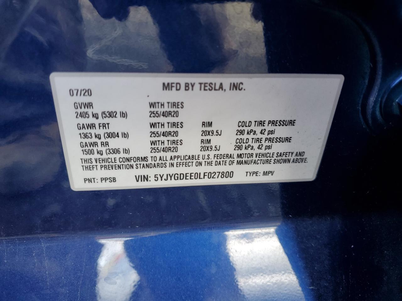 2020 TESLA MODEL Y