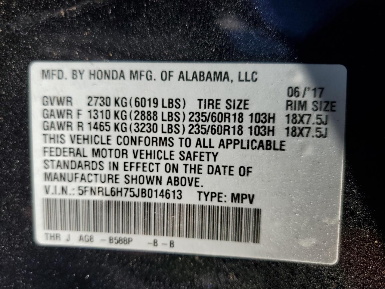 2018 HONDA ODYSSEY