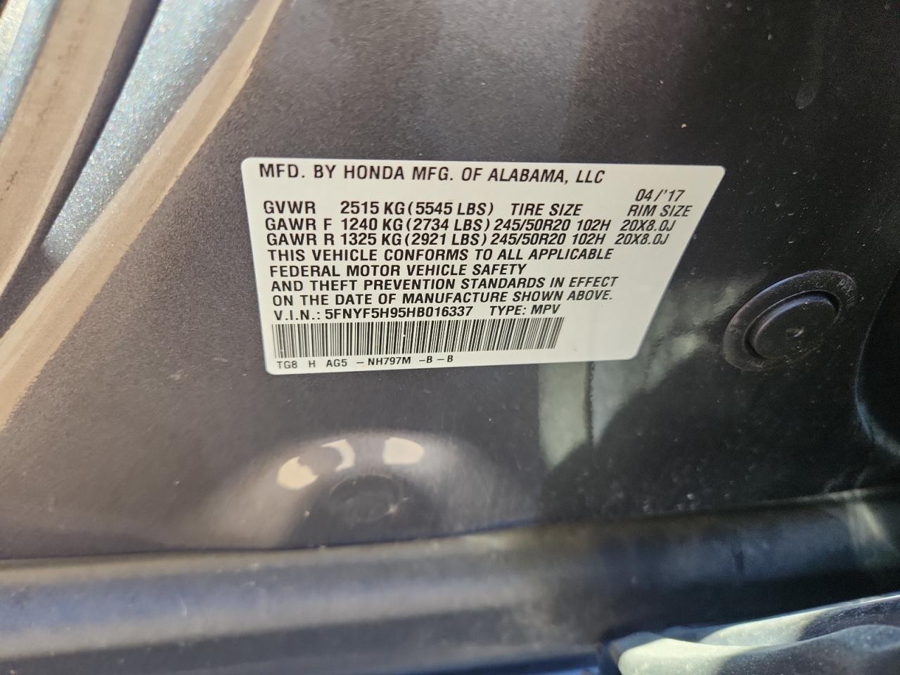 2017 HONDA PILOT