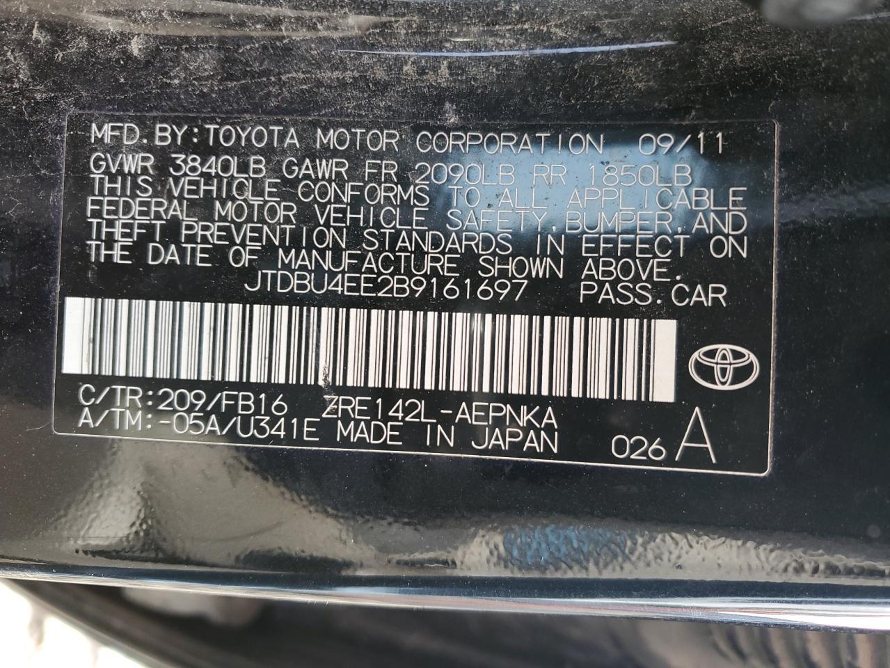 2011 TOYOTA COROLLA