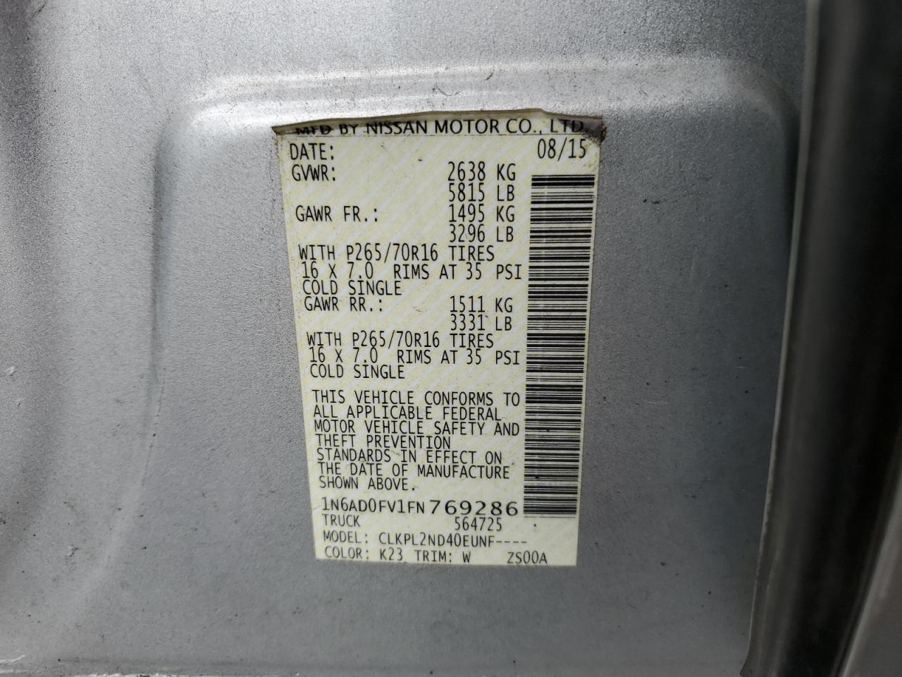 2015 NISSAN Frontier