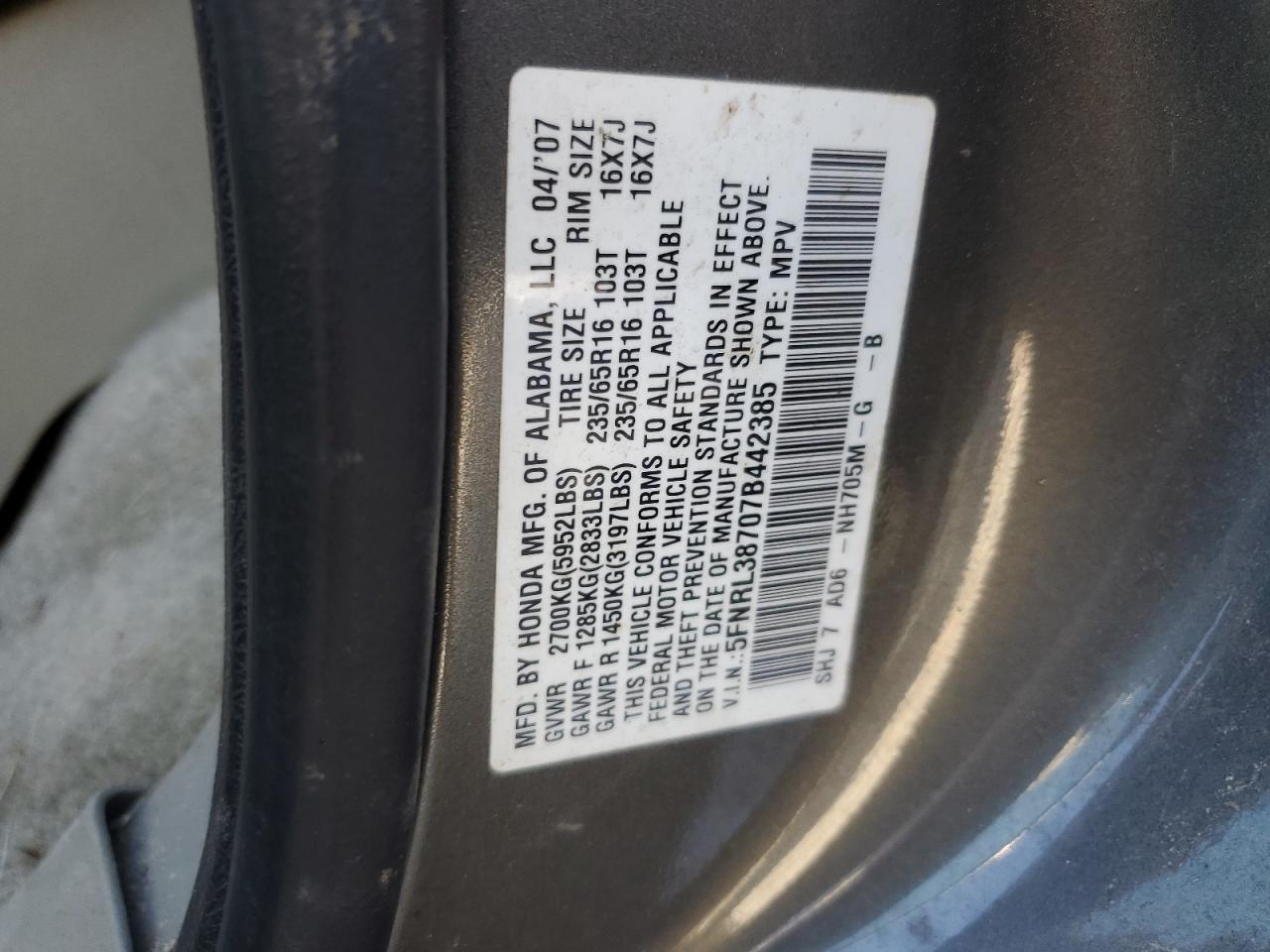 2007 HONDA ODYSSEY