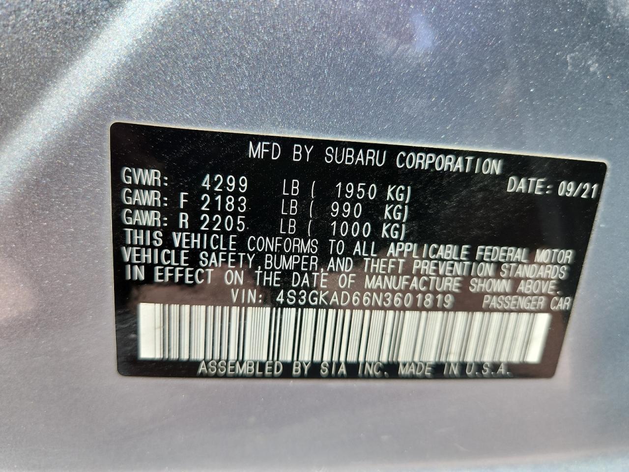 2022 SUBARU IMPREZA