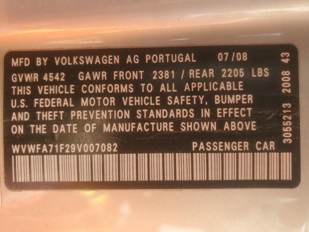 2009 VOLKSWAGEN EOS
