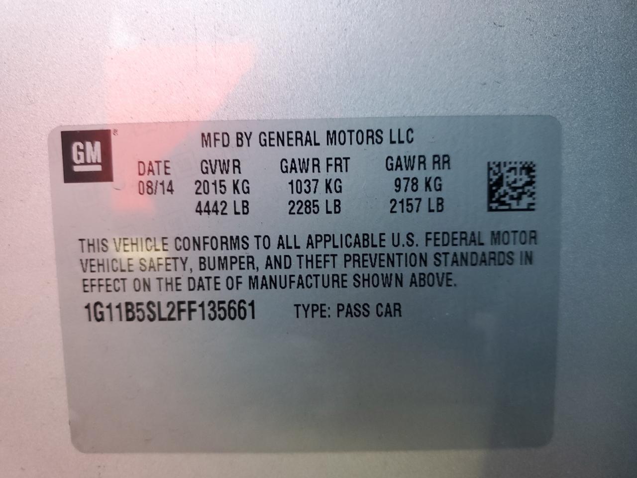 2015 CHEVROLET MALIBU