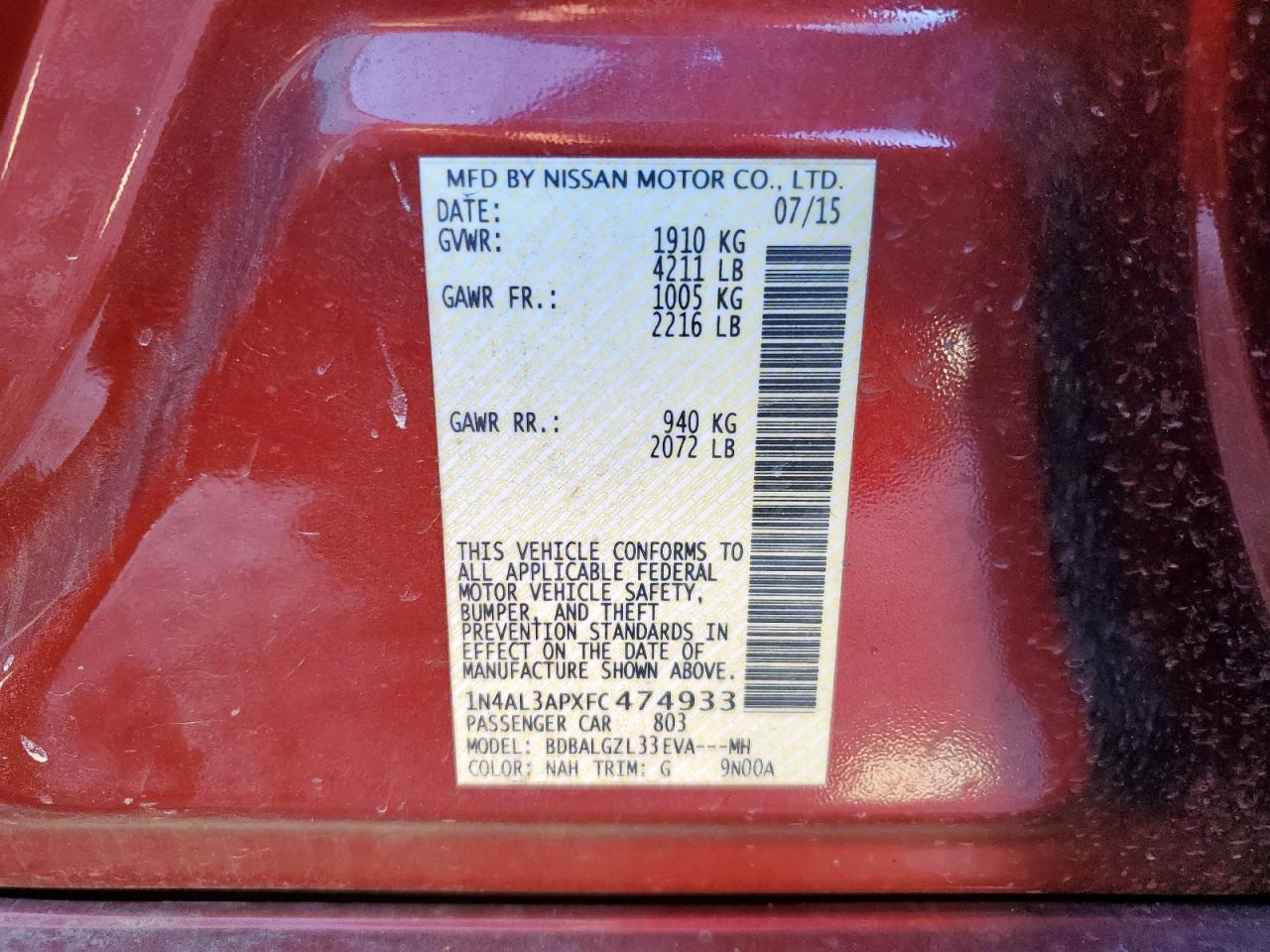 2015 NISSAN ALTIMA