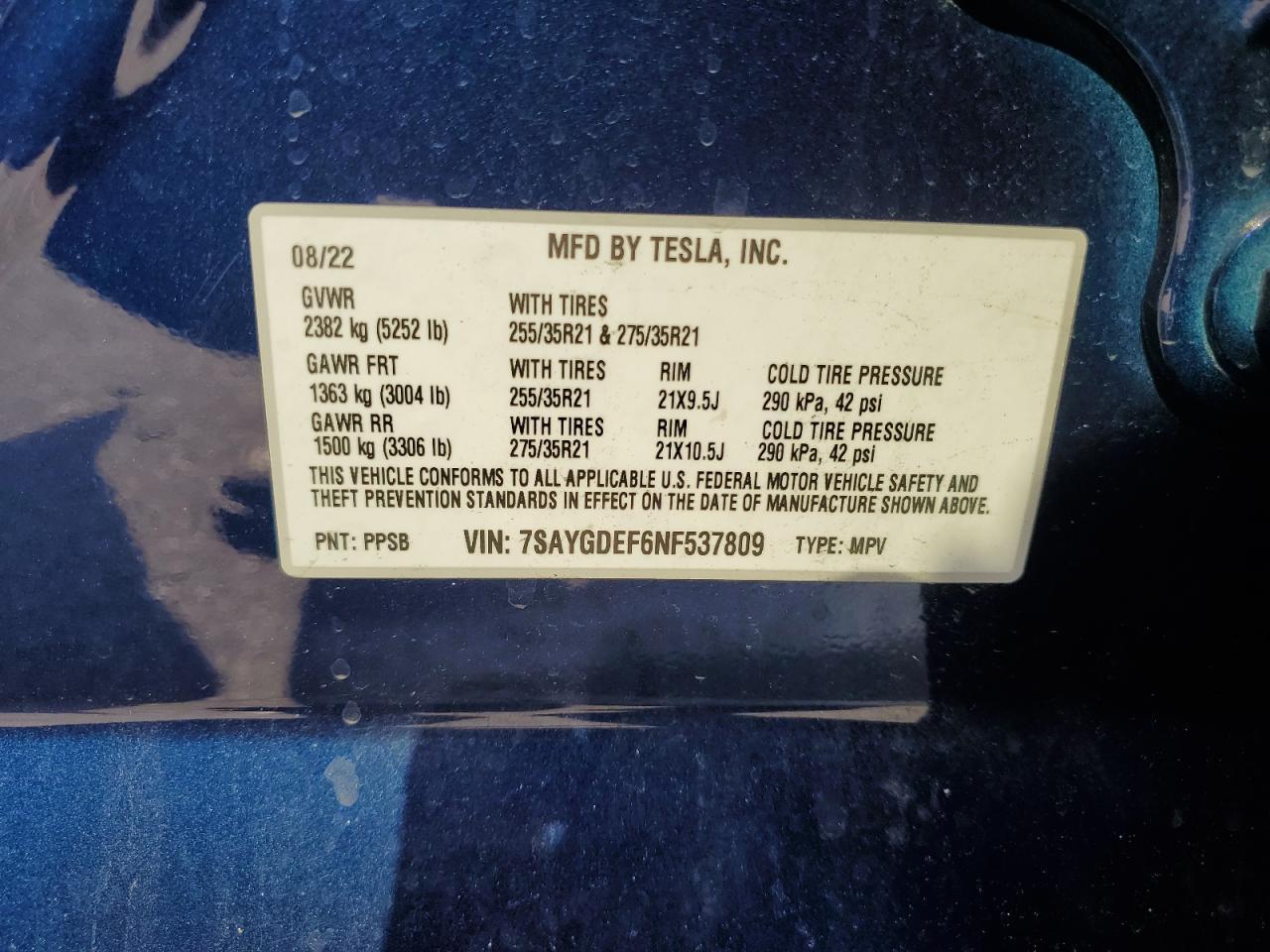 2022 TESLA MODEL Y
