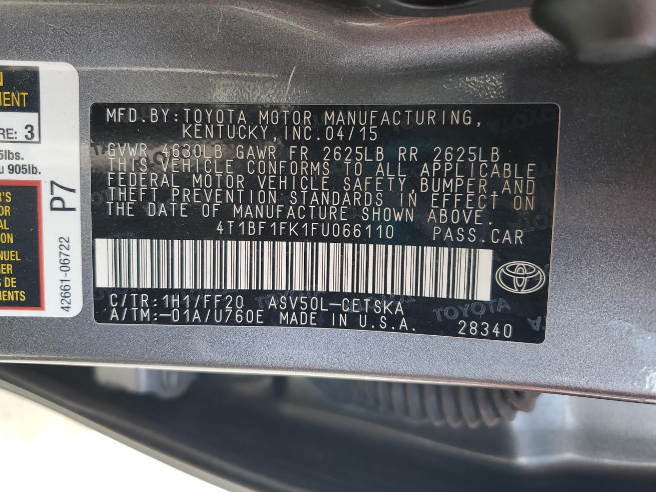 2015 TOYOTA CAMRY