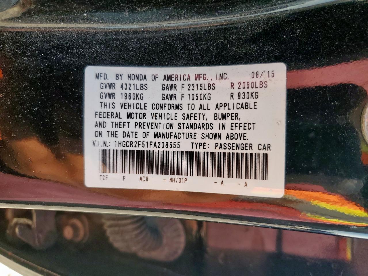 2015 HONDA ACCORD