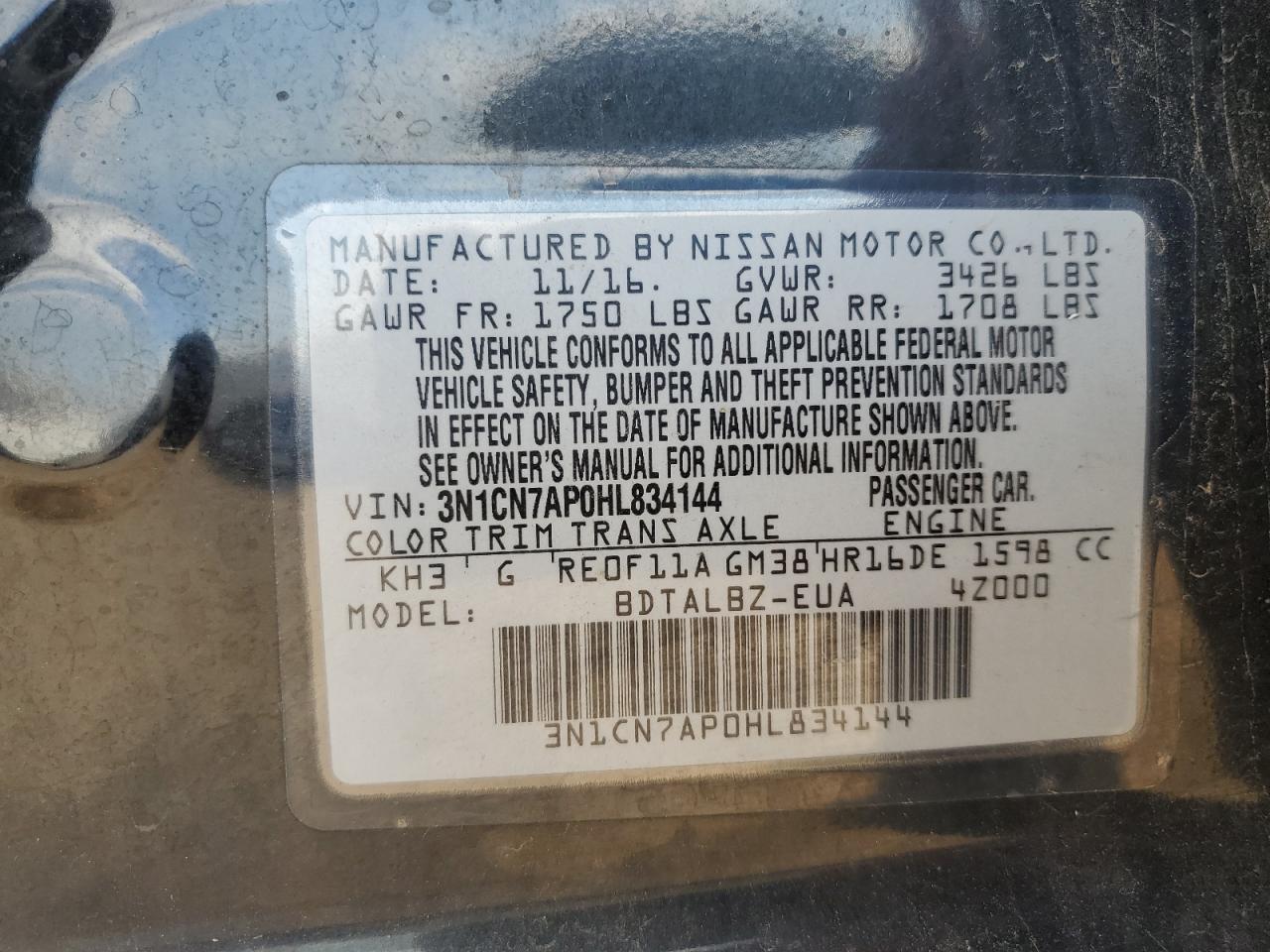 2017 NISSAN VERSA