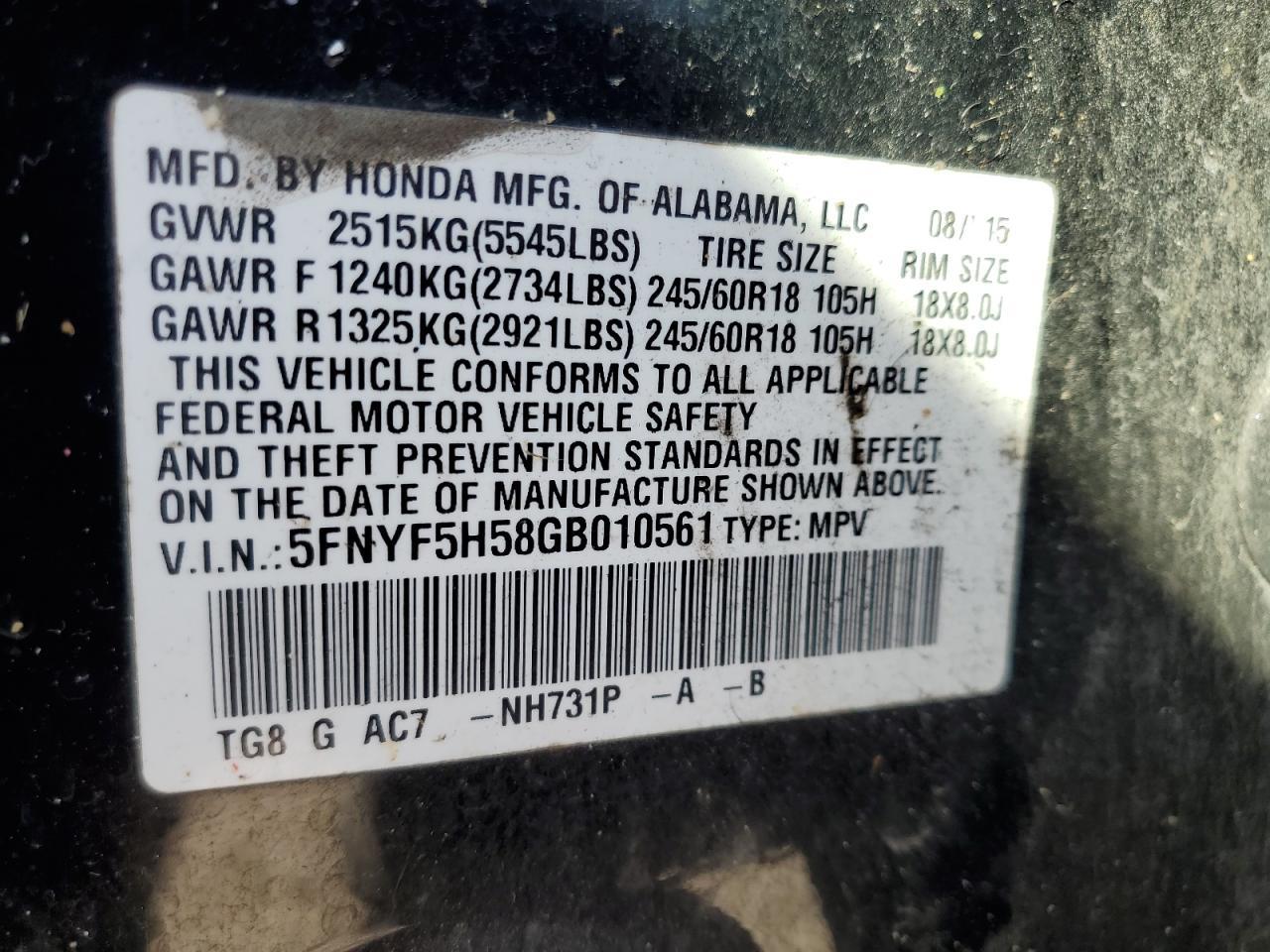 2016 HONDA PILOT