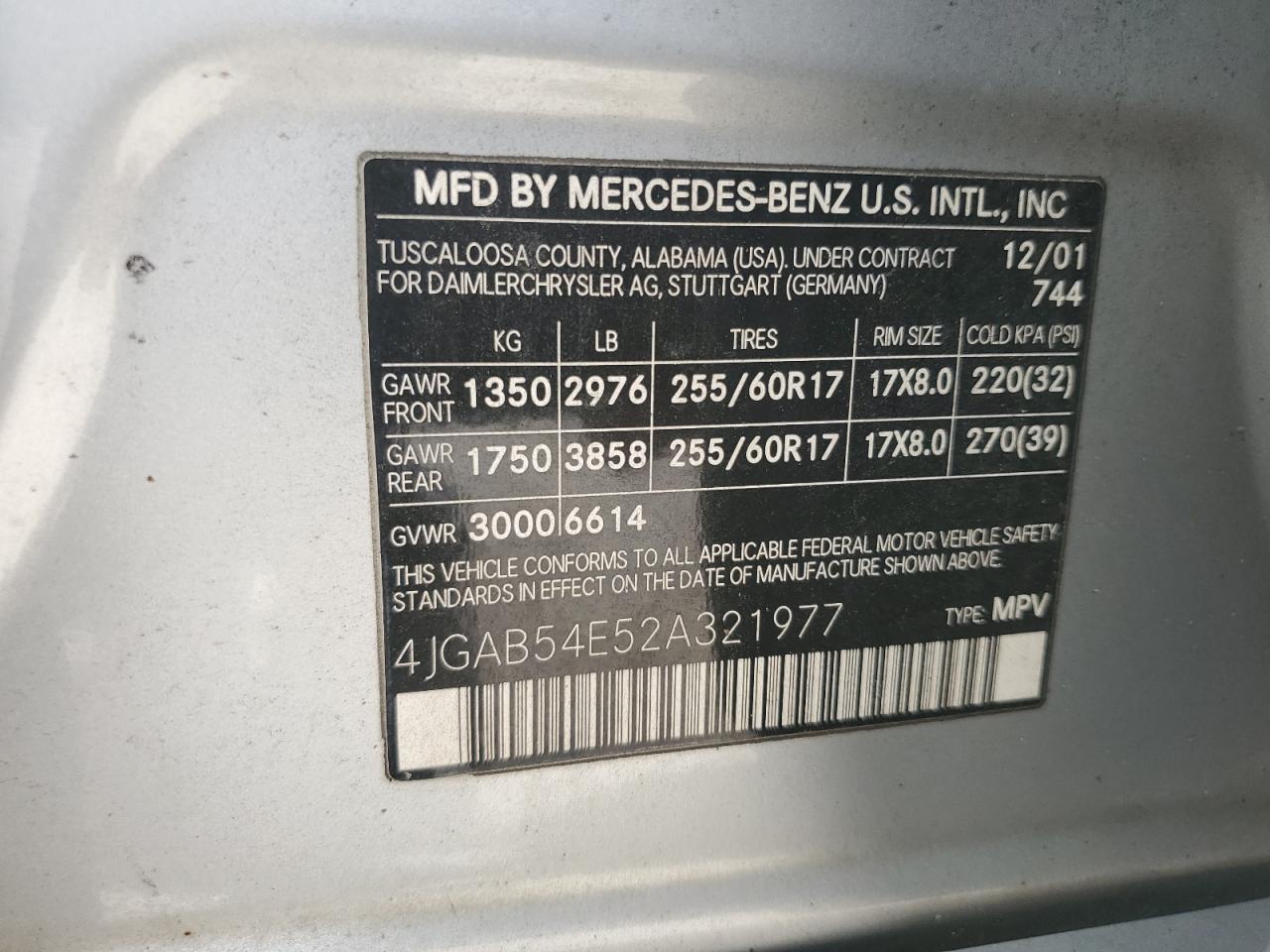 2002 MERCEDES-BENZ ML-Class