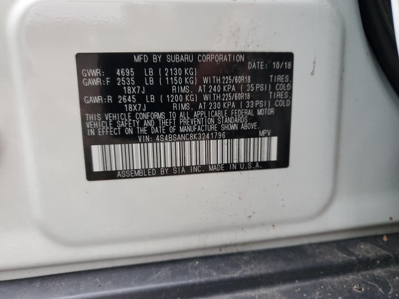 2019 SUBARU Outback