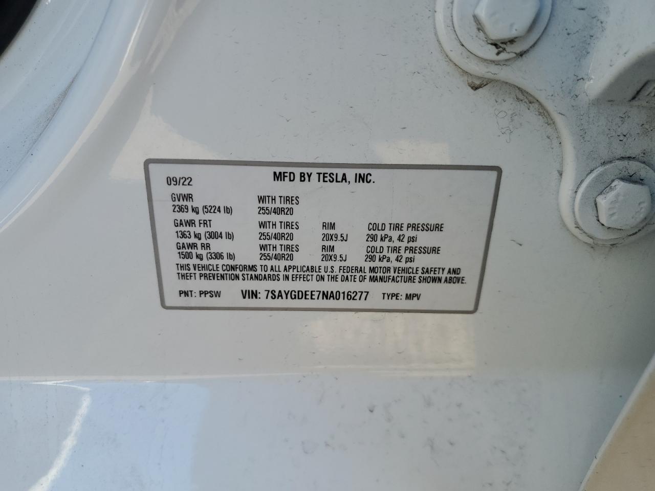 2022 TESLA MODEL Y