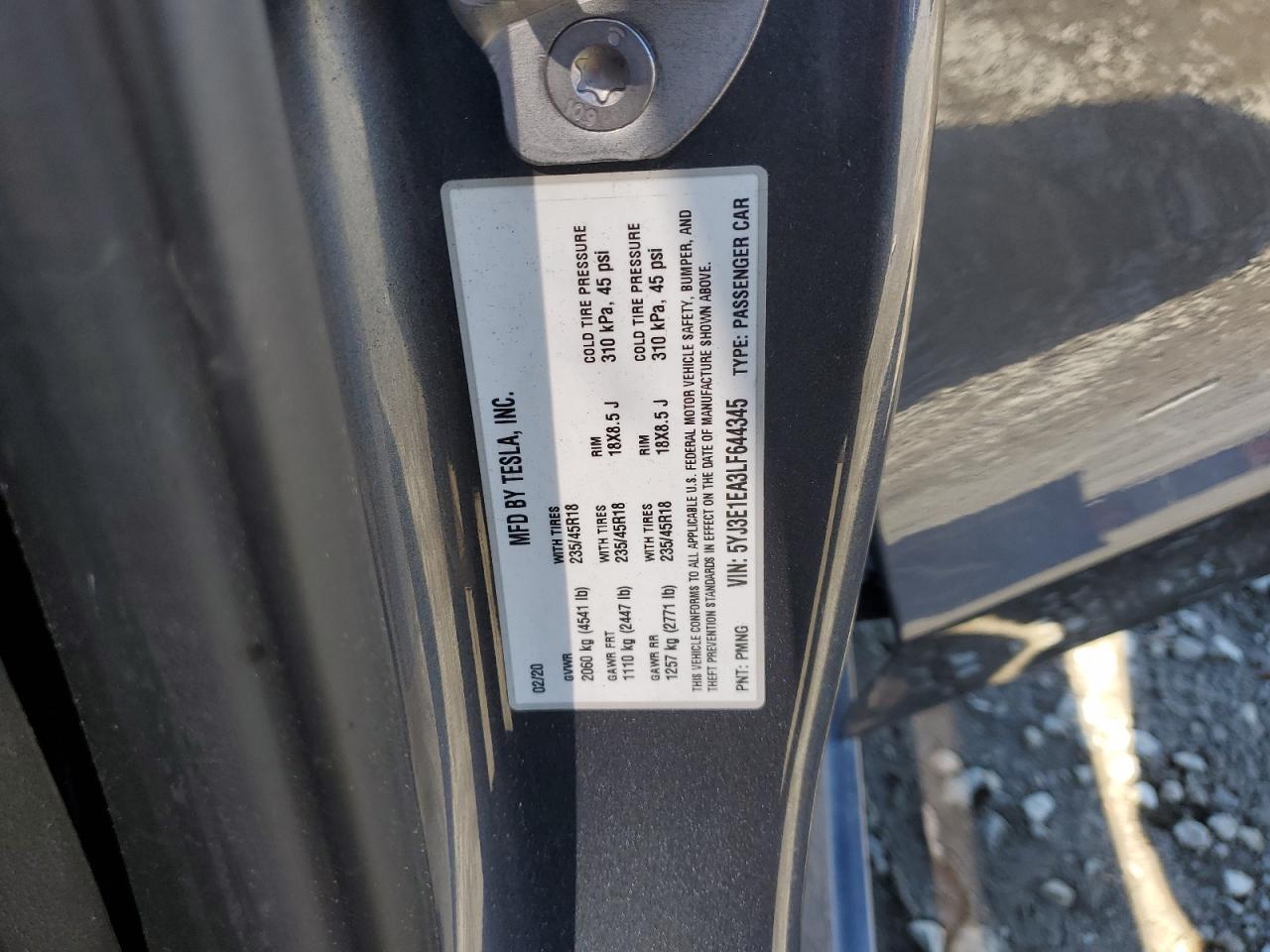 2020 TESLA MODEL 3