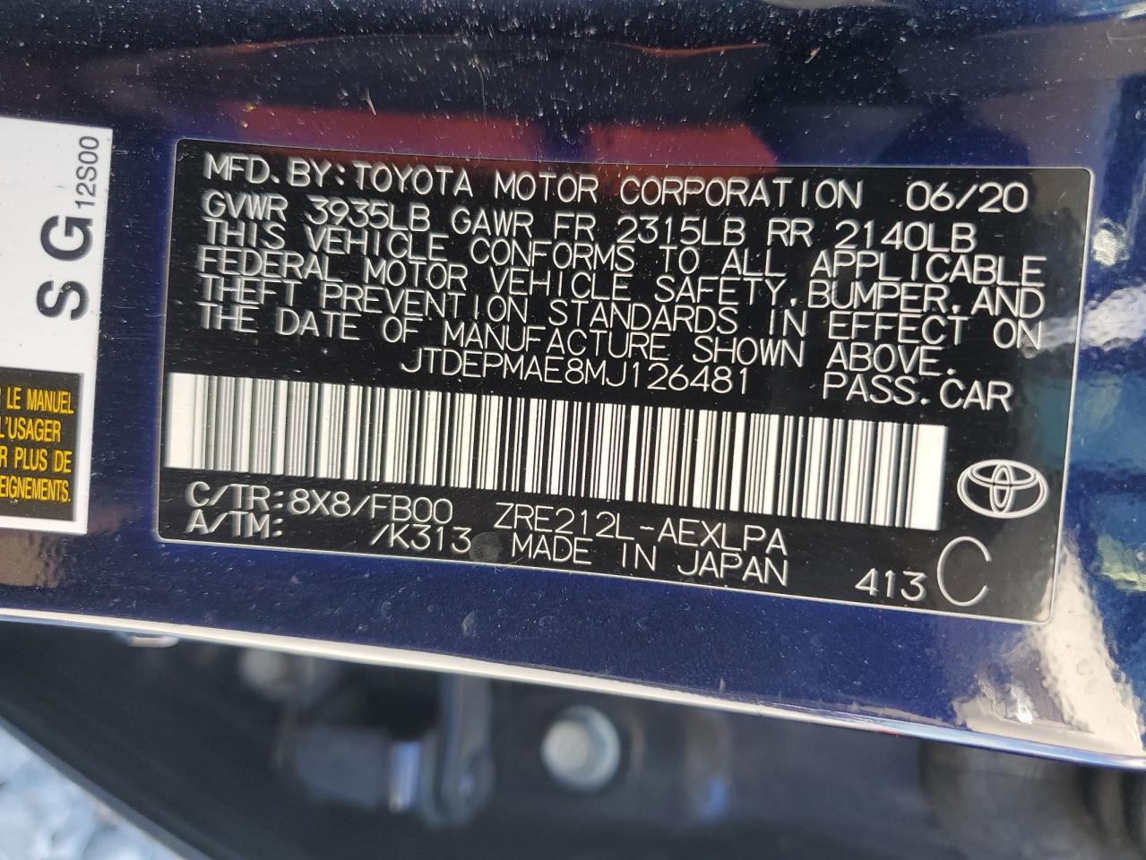 2021 TOYOTA COROLLA