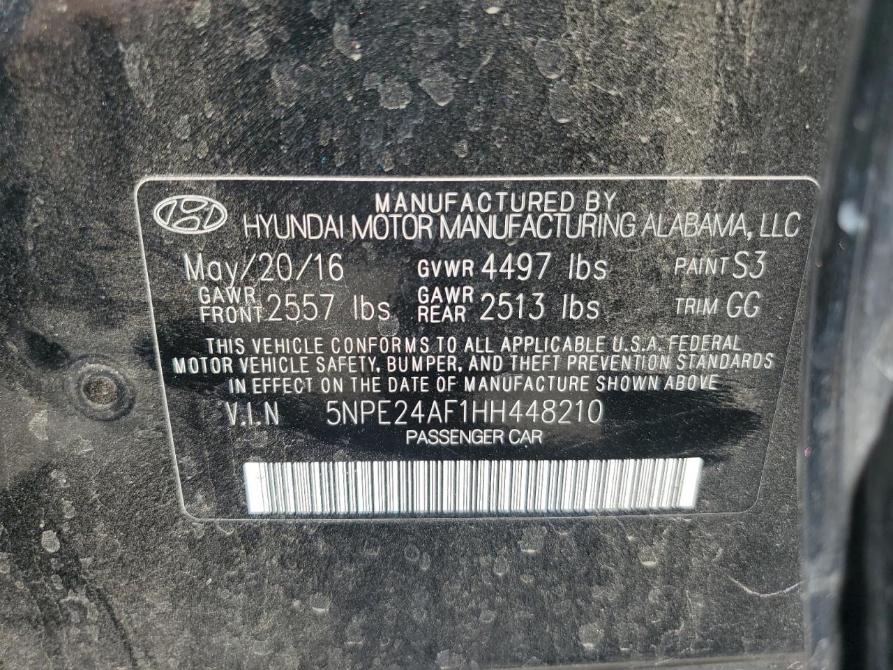 2017 HYUNDAI SONATA