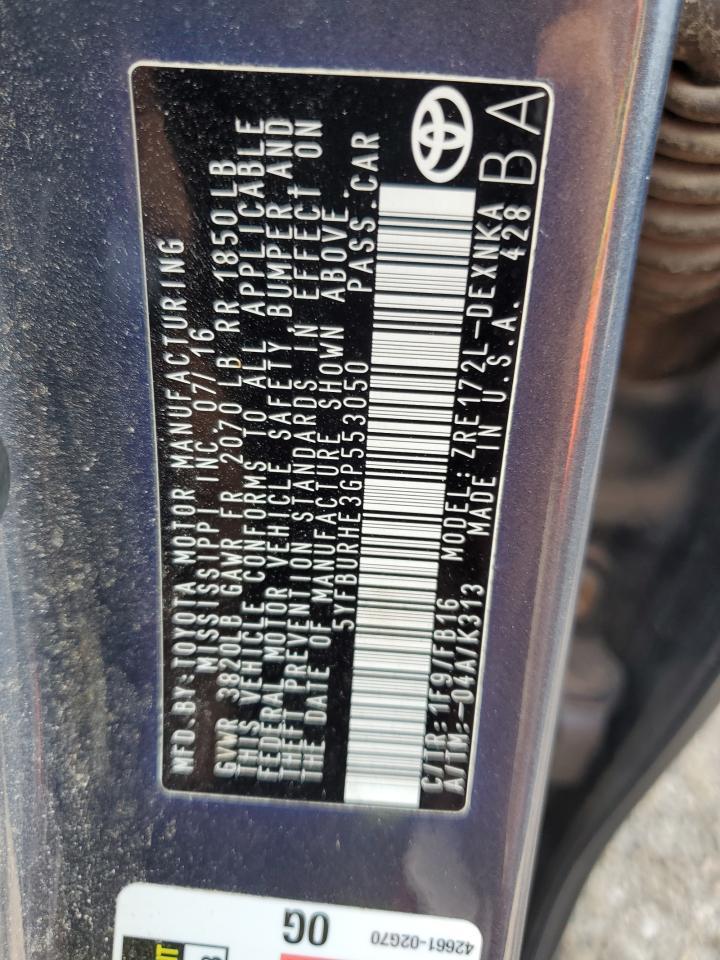 2016 TOYOTA COROLLA