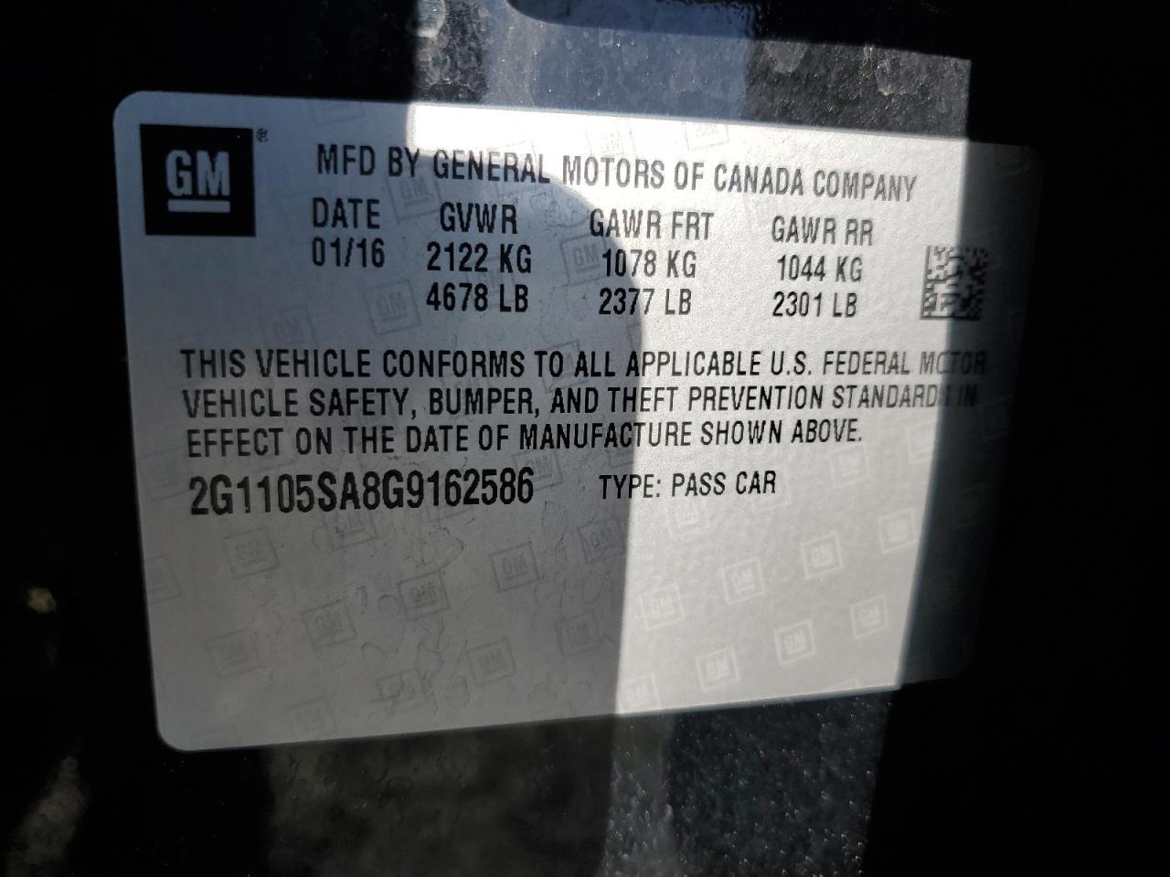 2016 CHEVROLET IMPALA