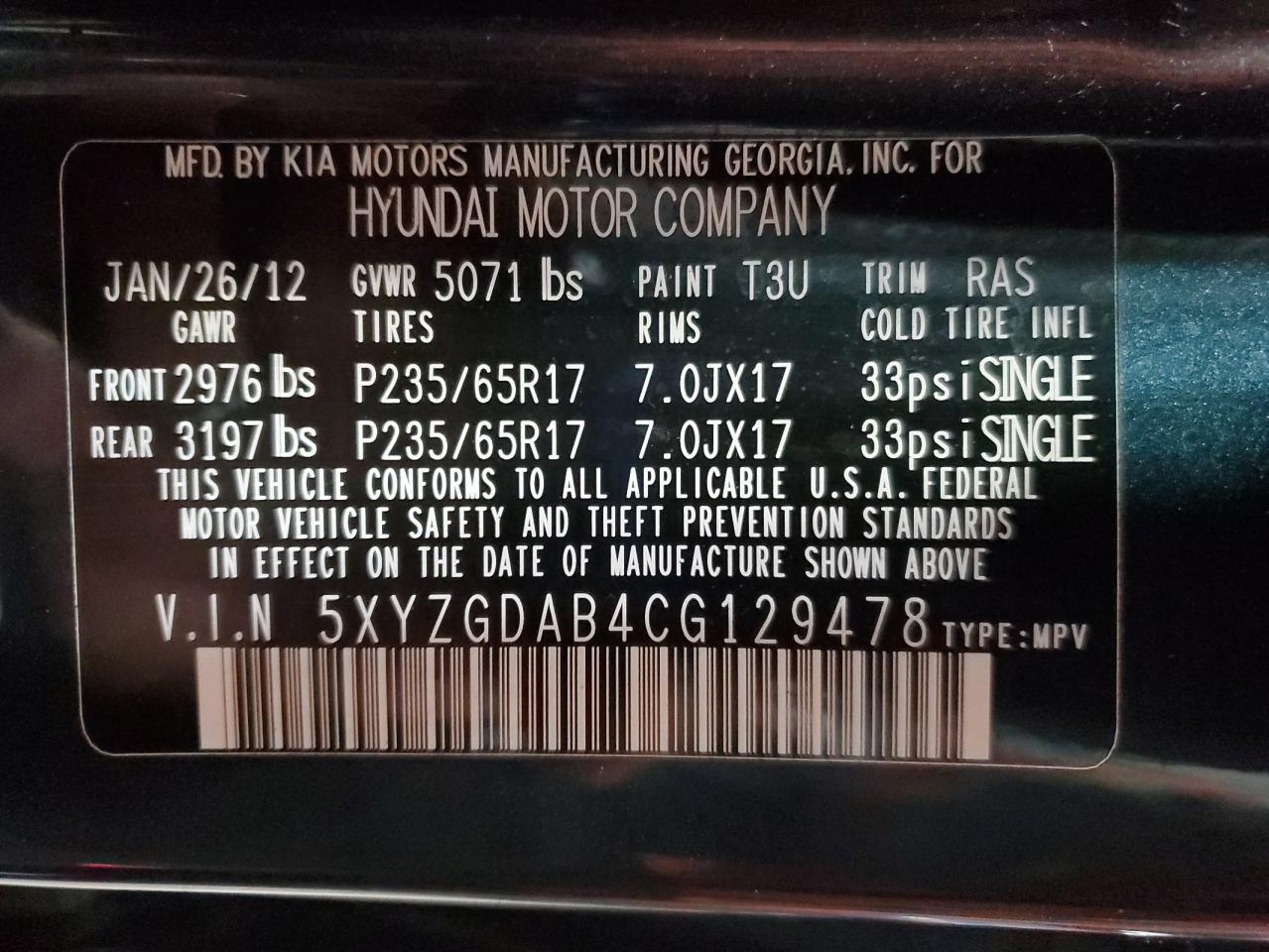 2012 HYUNDAI SANTA FE