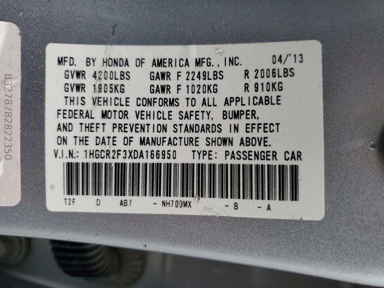 2013 HONDA ACCORD