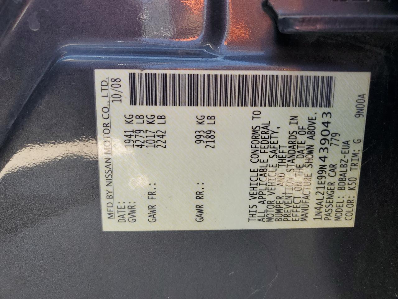 2009 NISSAN ALTIMA