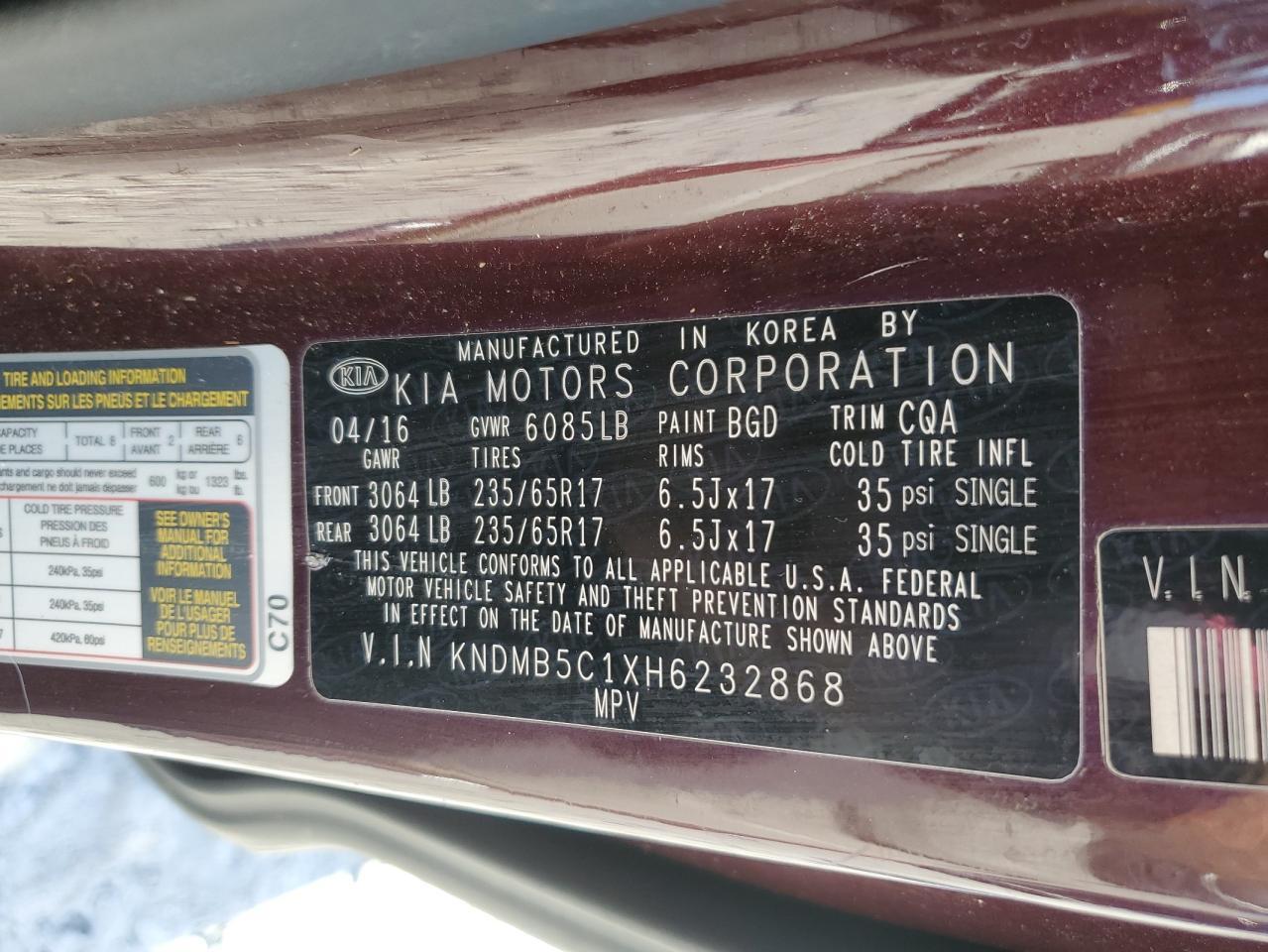 2017 KIA SEDONA