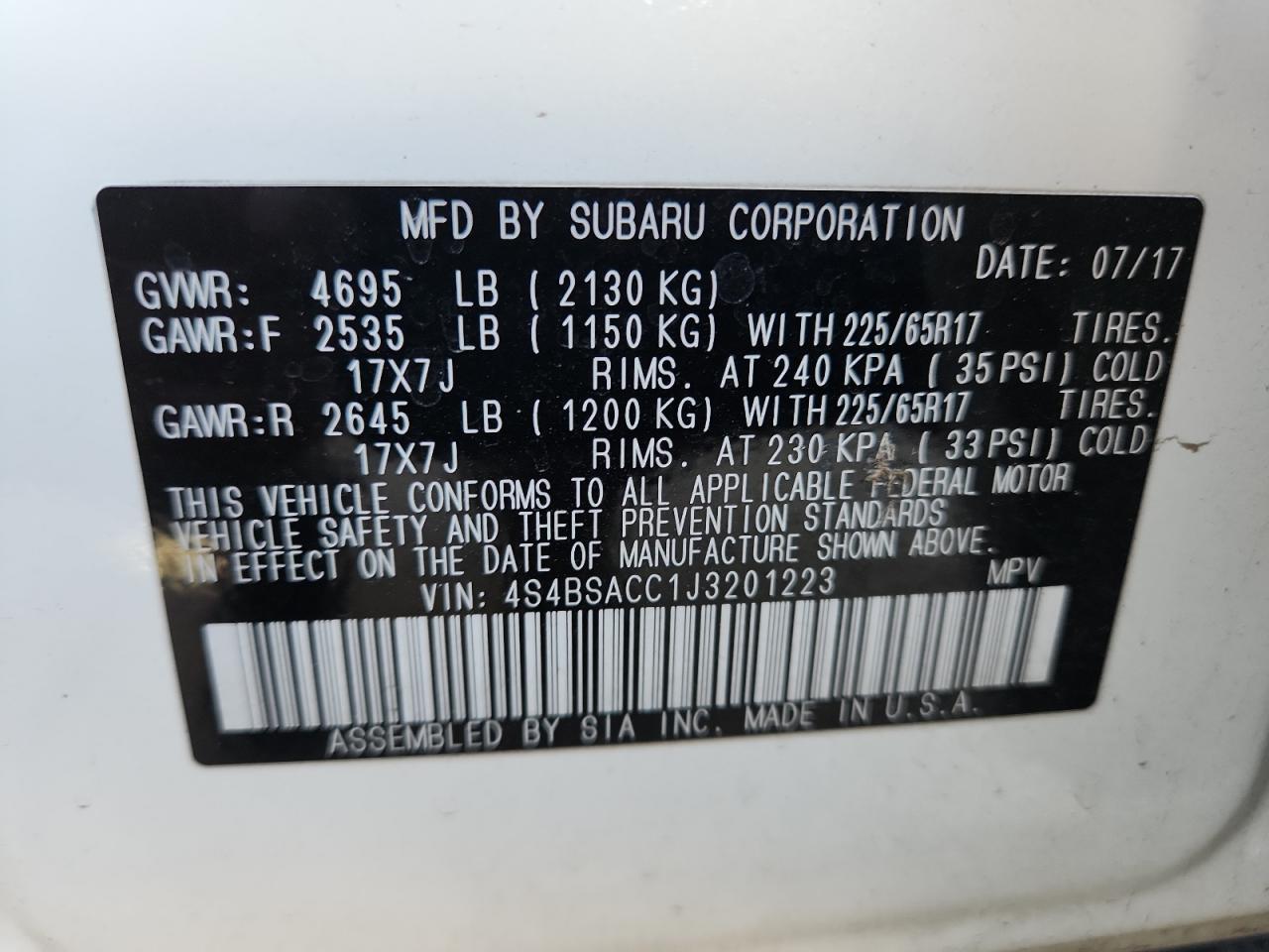 2018 SUBARU Outback