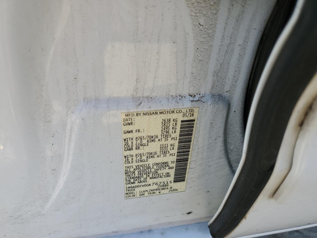 2016 NISSAN Frontier