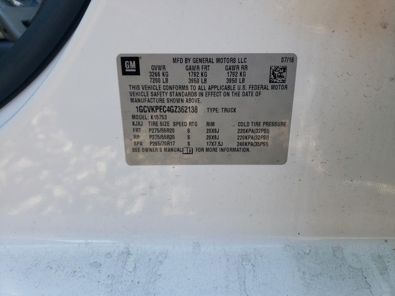 2016 CHEVROLET Silverado