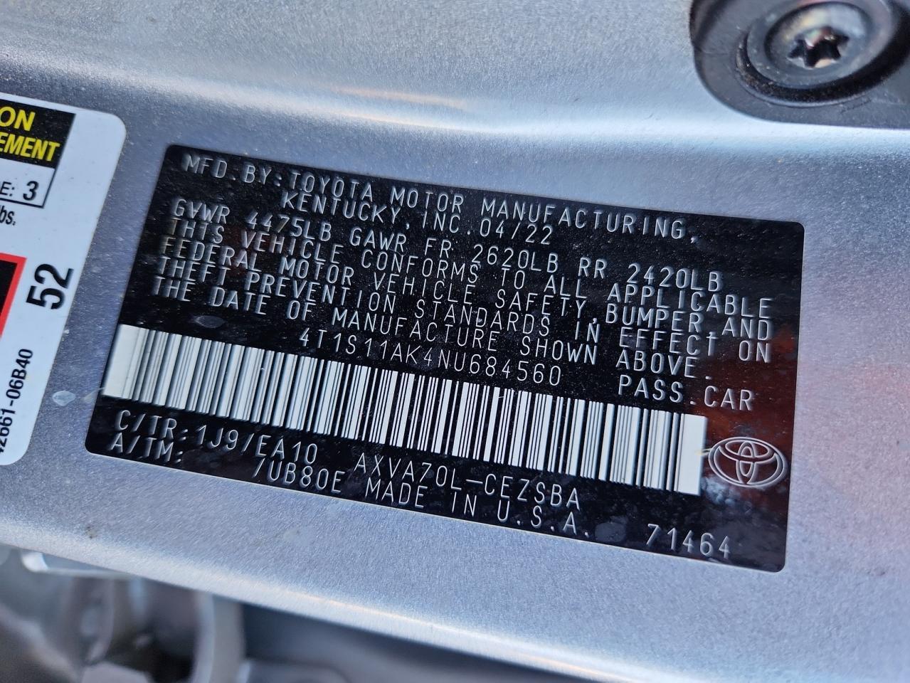 2022 TOYOTA CAMRY