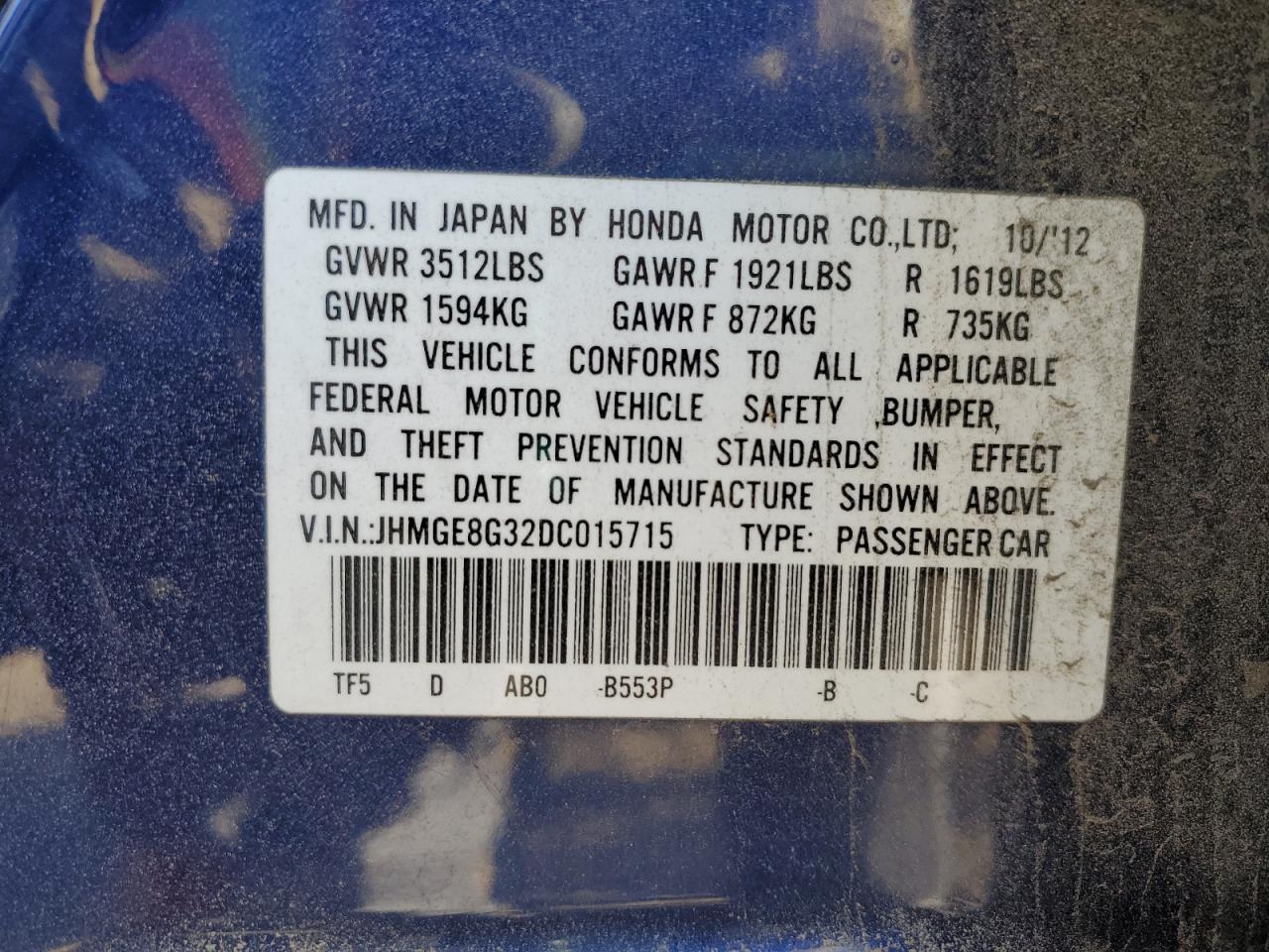2013 HONDA FIT