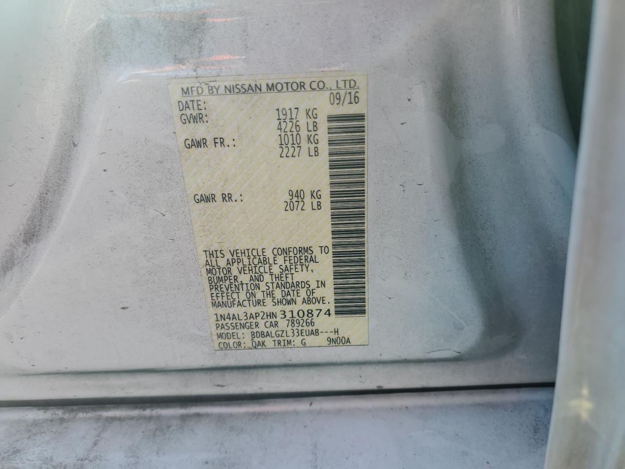 2017 NISSAN ALTIMA