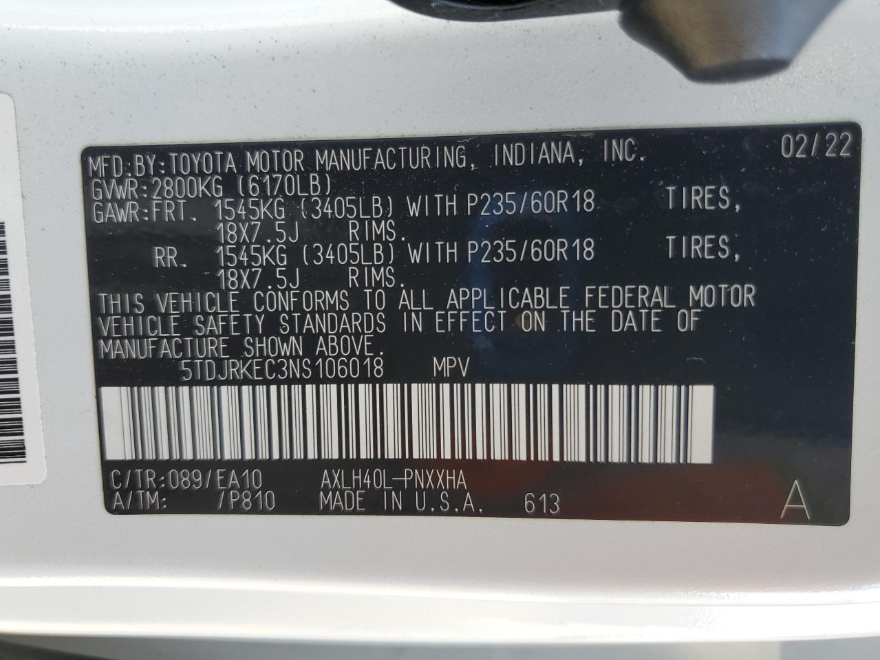 2022 TOYOTA SIENNA