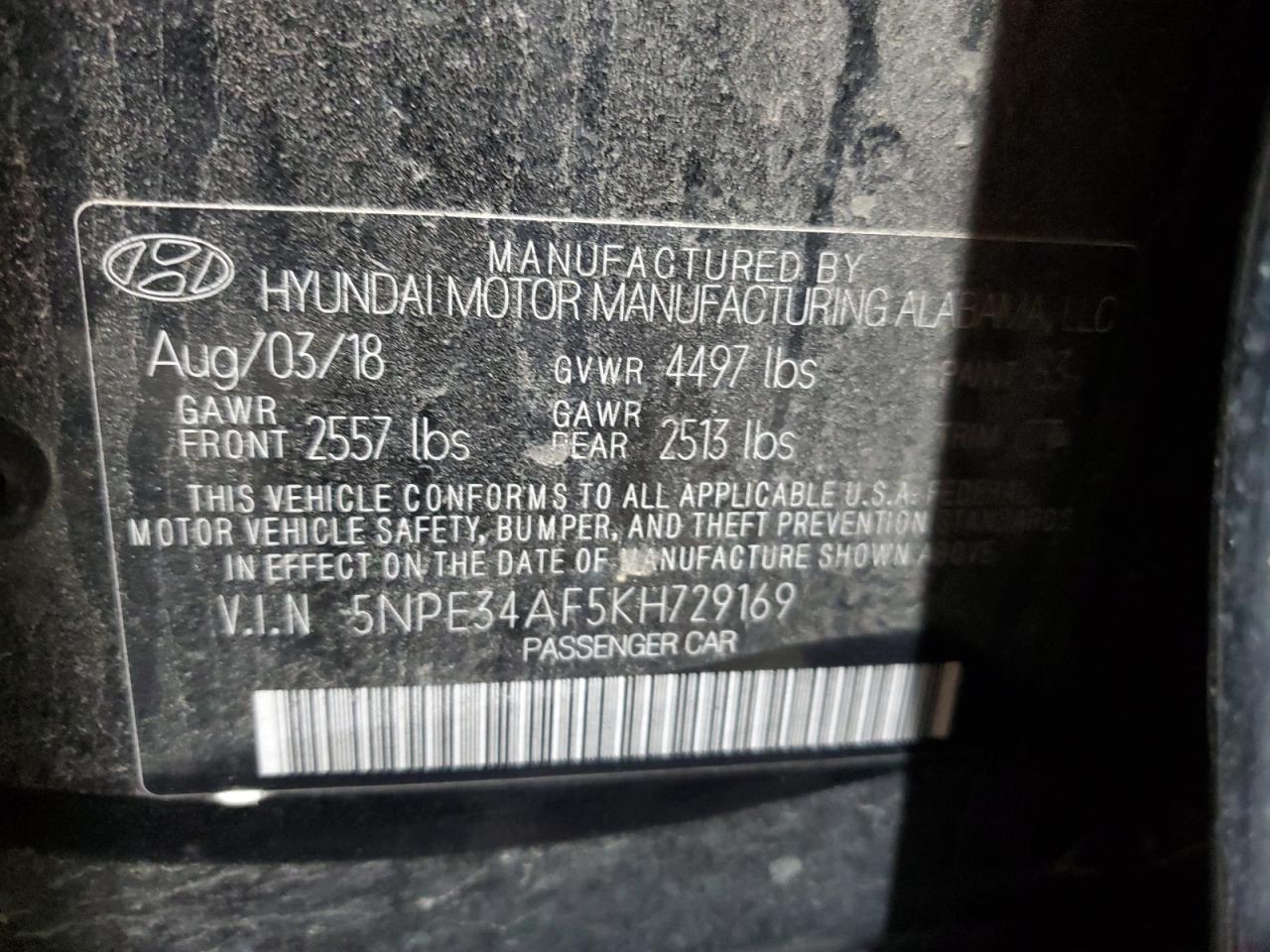 2019 HYUNDAI SONATA