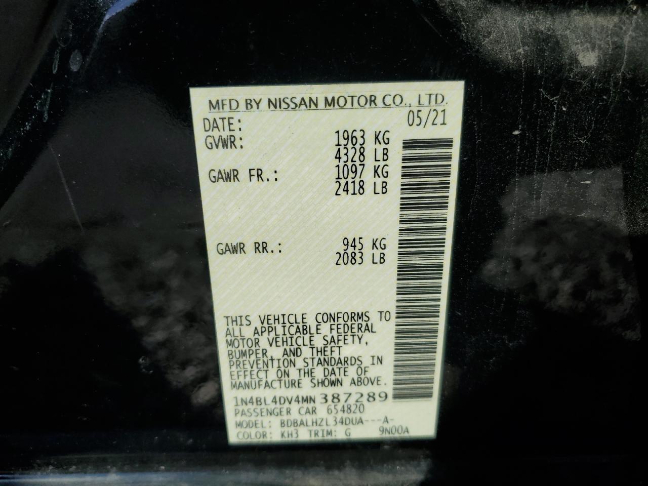 2021 NISSAN ALTIMA